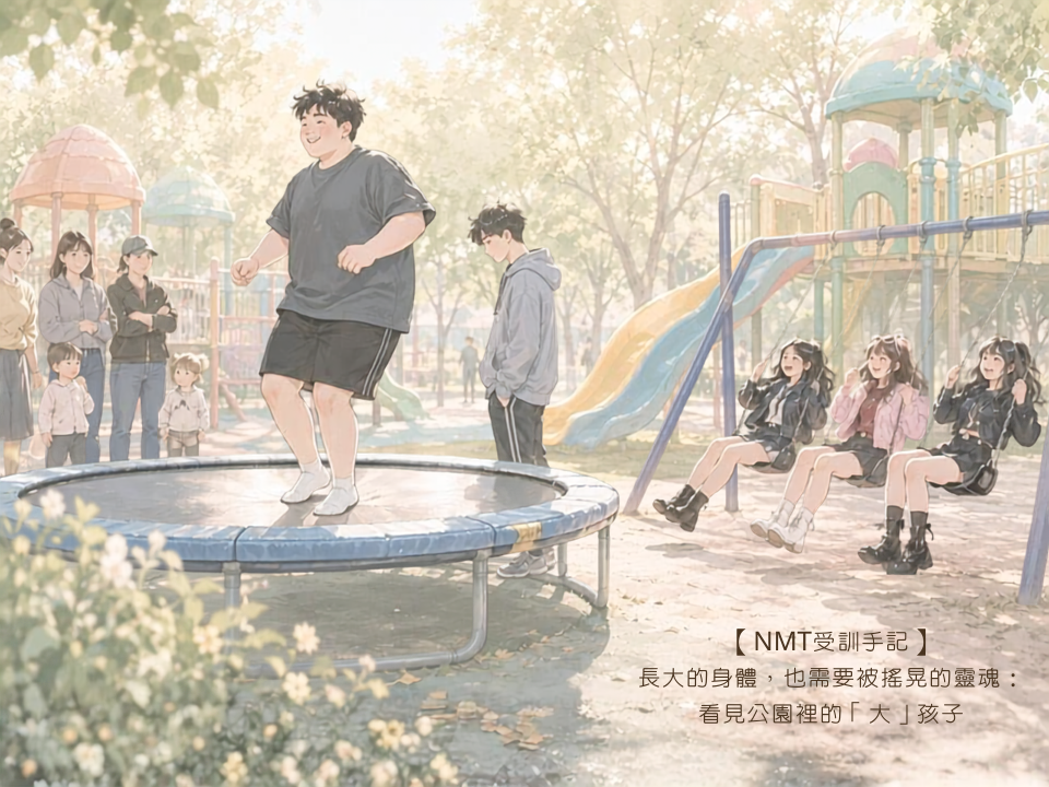 【NMT受訓手記】長大的身體，也需要被搖晃的靈魂：看見公園裡的「大」孩子